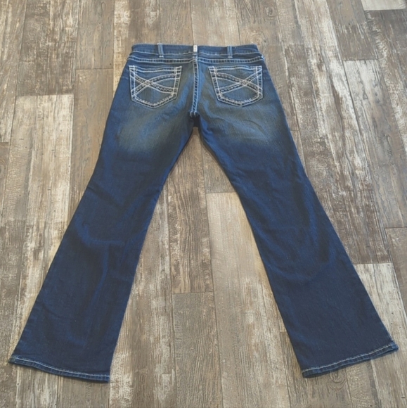 ARIAT R.E A.L. Mid Rise Stretch Entwined bootcut jeans sz 33L marine blue TALL - Picture 2 of 5